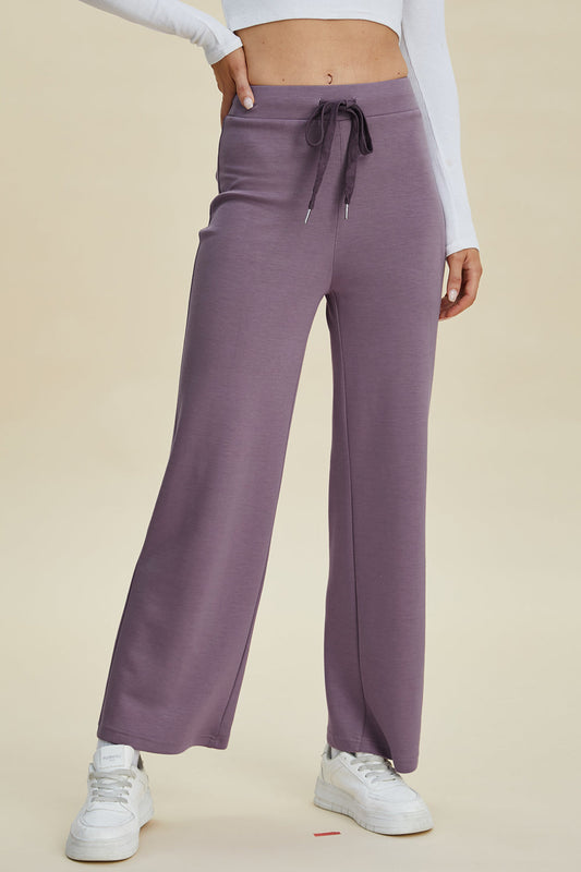 Basic Bae Full Size Air Scuba Drawstring Wide Leg Pants in Mauve - Basics Pants Price (bottom)