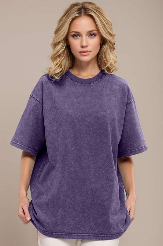 Basic Bae Round Neck Half Sleeve T-shirt in Mauve - Half Shirt (top)
