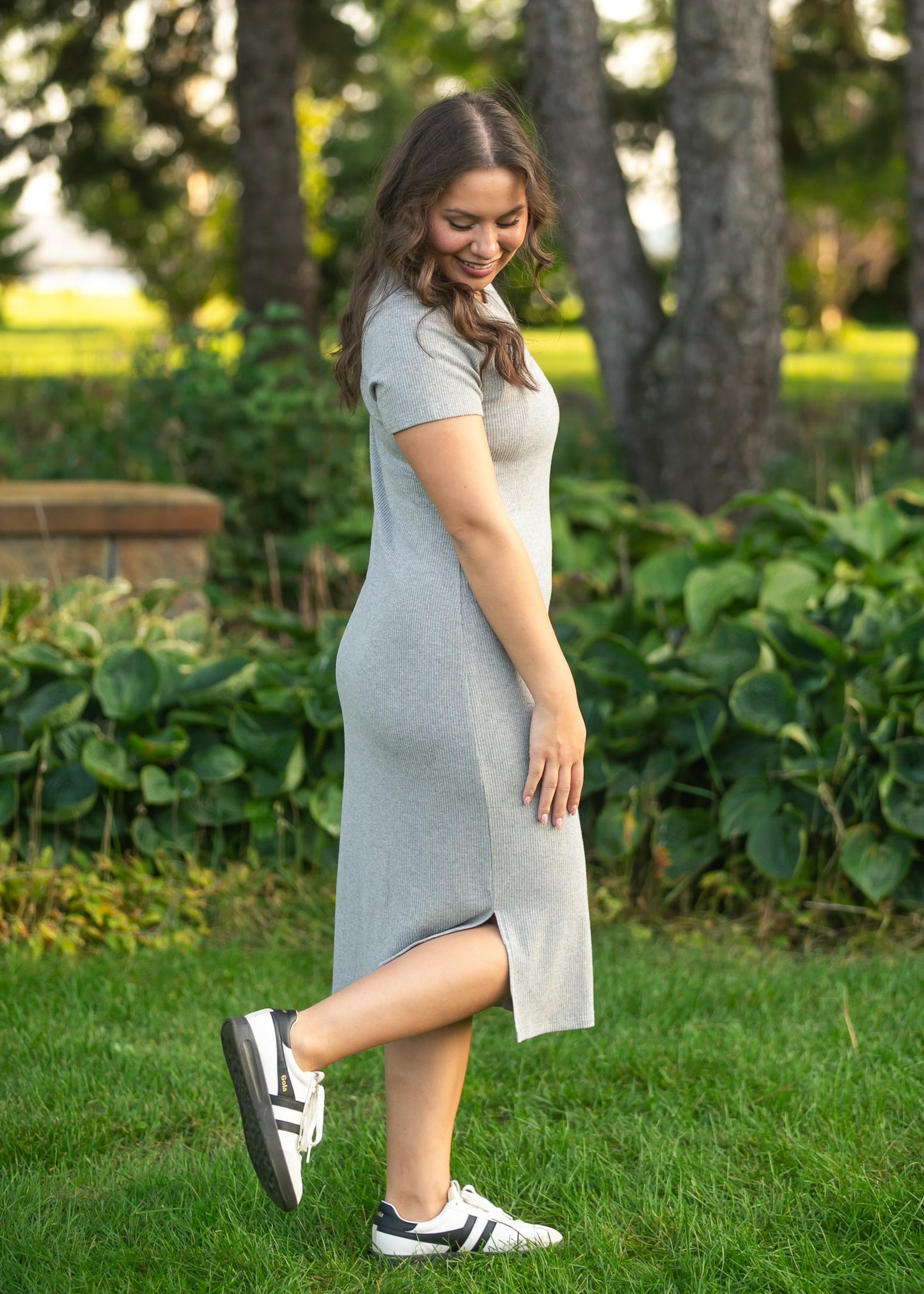 Baylor Gray Ribbed T-shirt Dress view 13