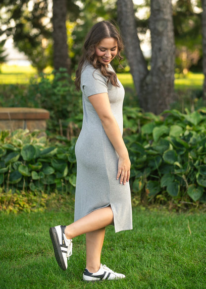 Baylor Gray Ribbed T-shirt Dress view 13