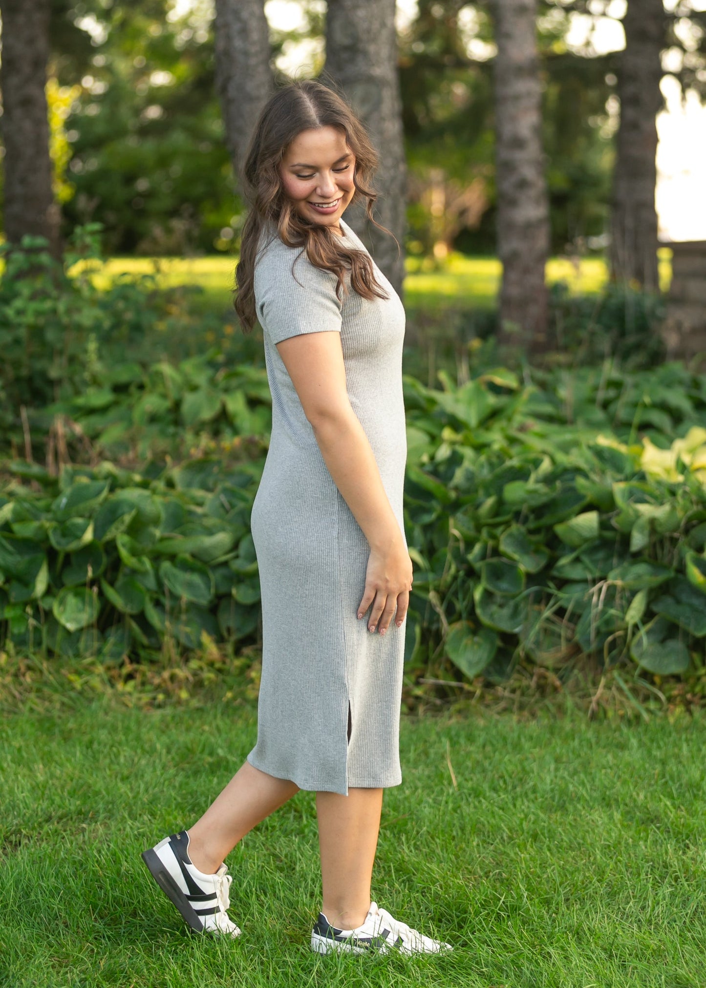 Baylor Gray Ribbed T-shirt Dress view 14