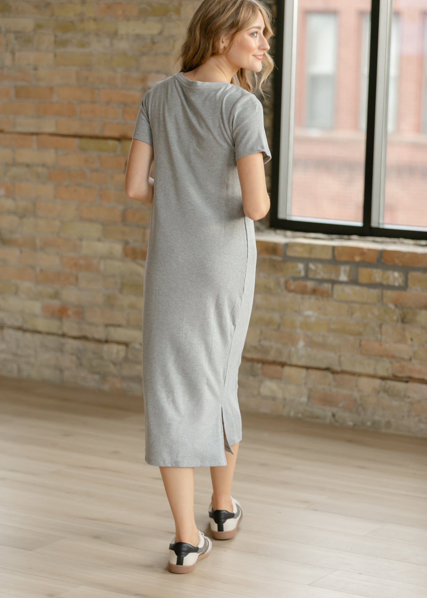 Baylor Gray Ribbed T-shirt Dress view 8