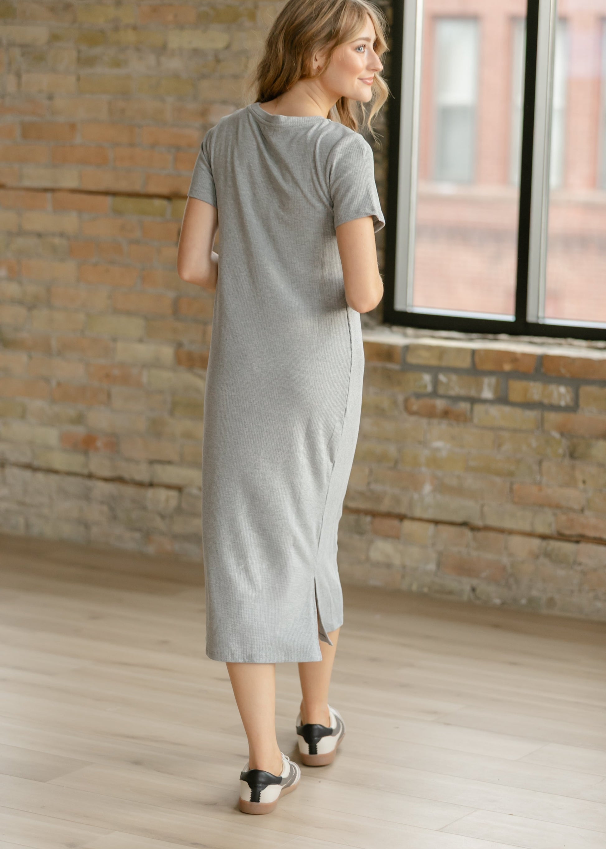 Baylor Gray Ribbed T-shirt Dress view 8