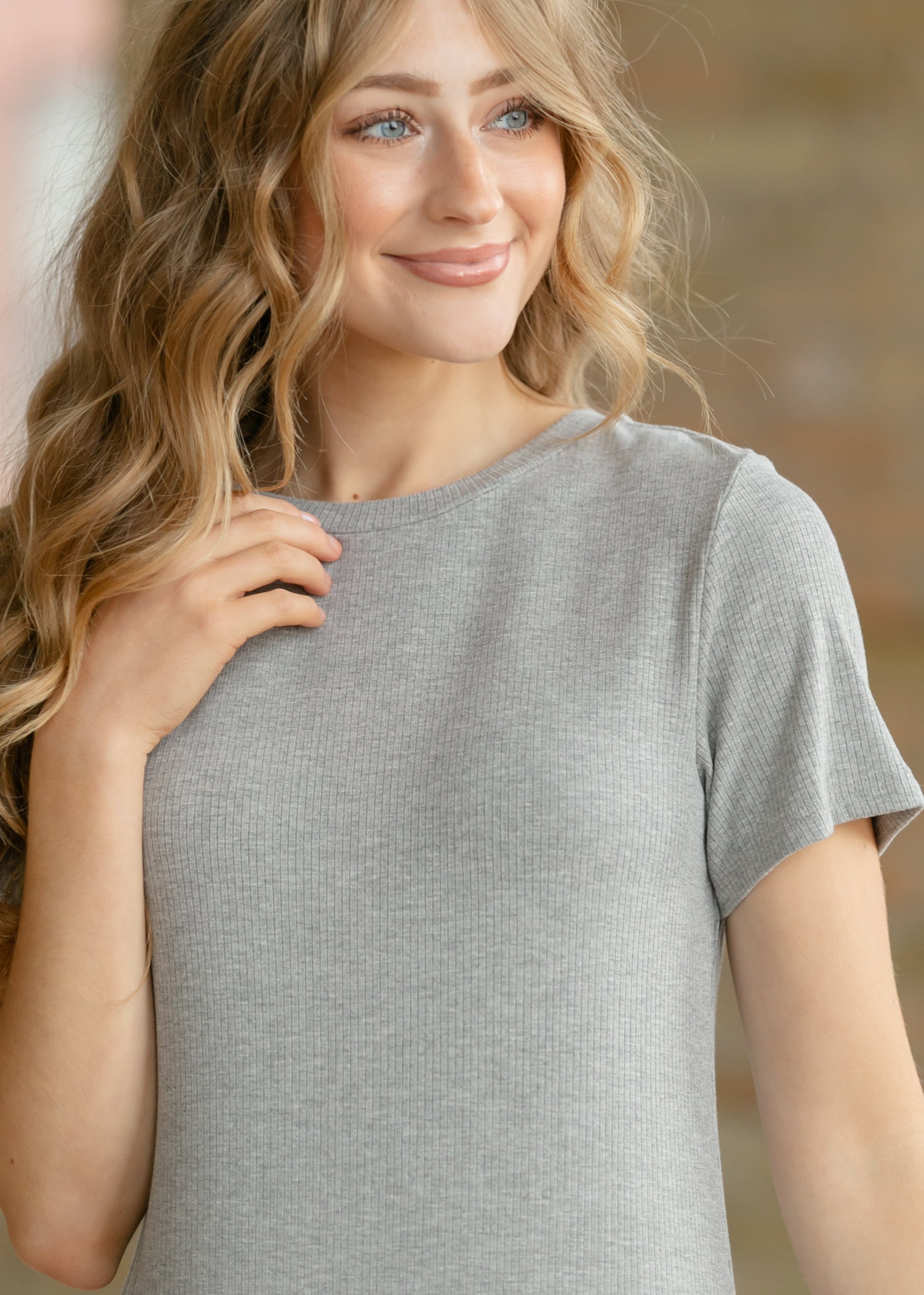 Baylor Gray Ribbed T-shirt Dress view 9