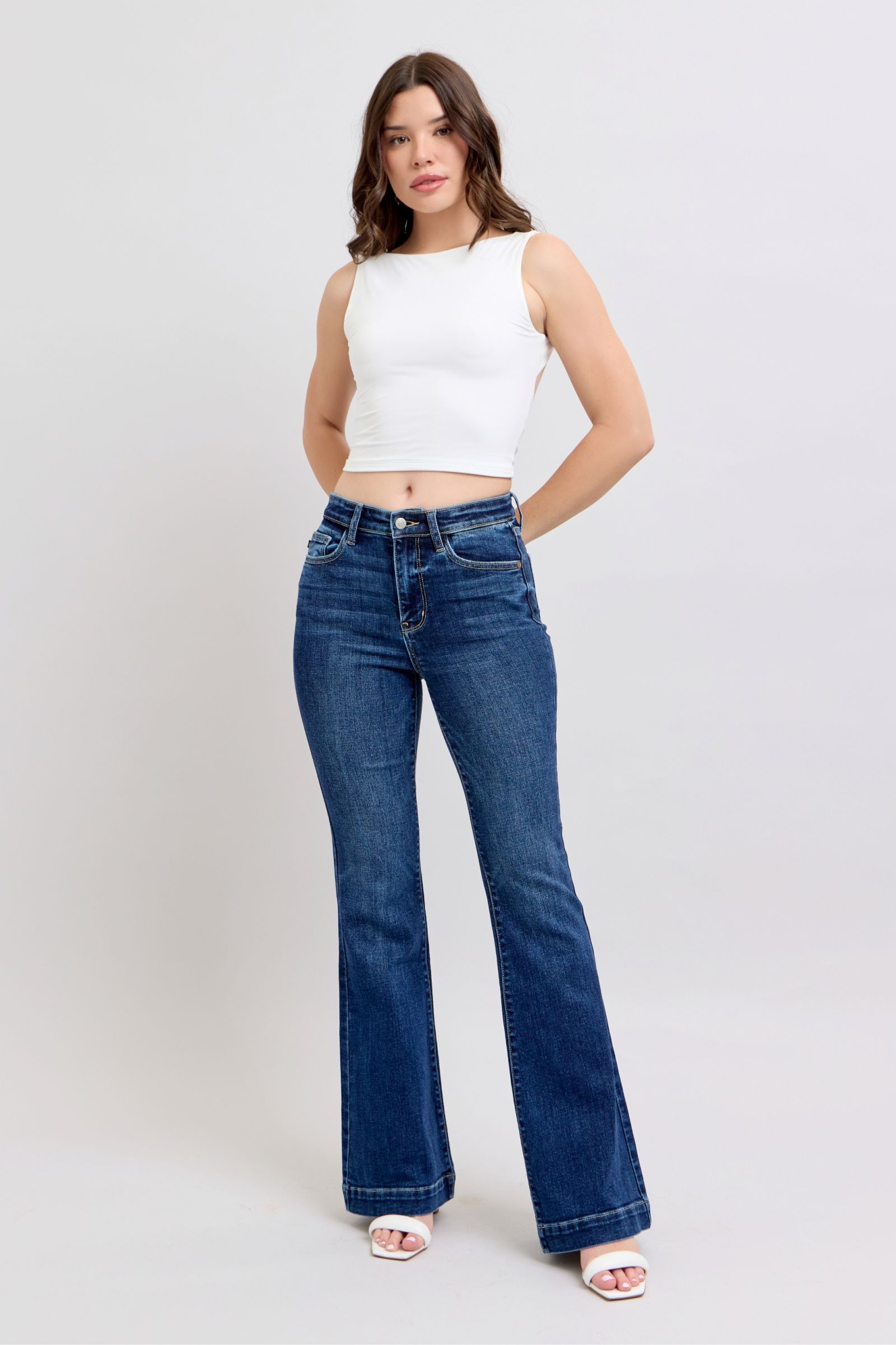 Judy Blue | High Rise Flare Jeans with Pockets Plus Size - us.meeeshop