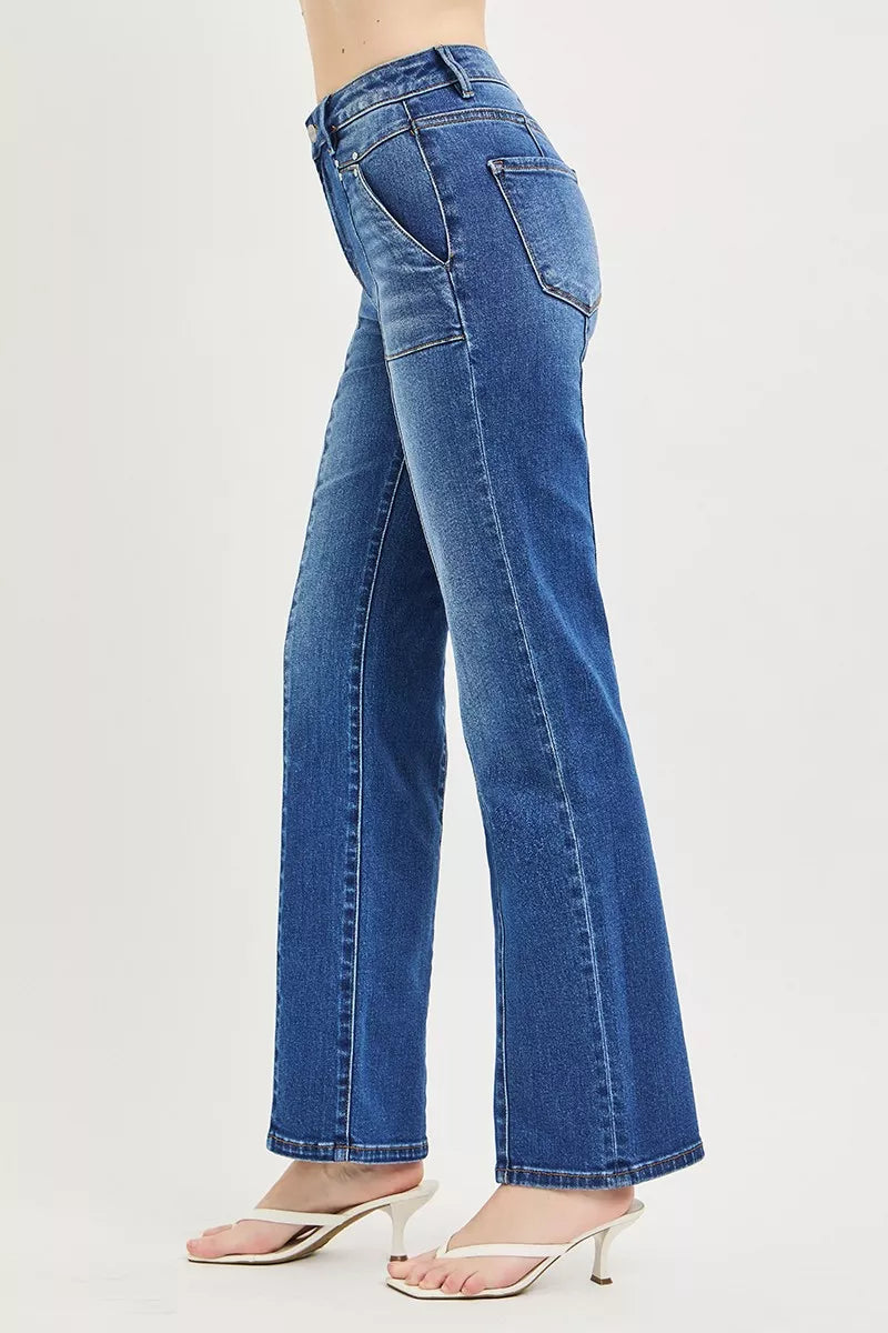 risen high rise Risen High Rise Straight Patch Pocket Seamed Jeans view 4 (bottom) - shop at us.meeeshop