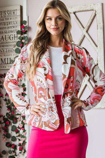 Heimish Full Size Shawl Floral Open Blazers Plus Size - us.meeeshop