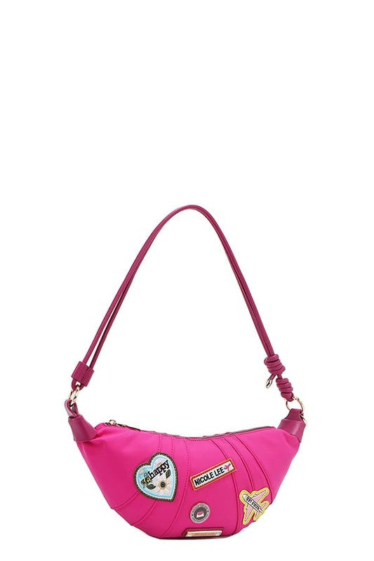 Nicole Lee USA Color Patch Croissant Bag in Deep Rose - us.meeeshop