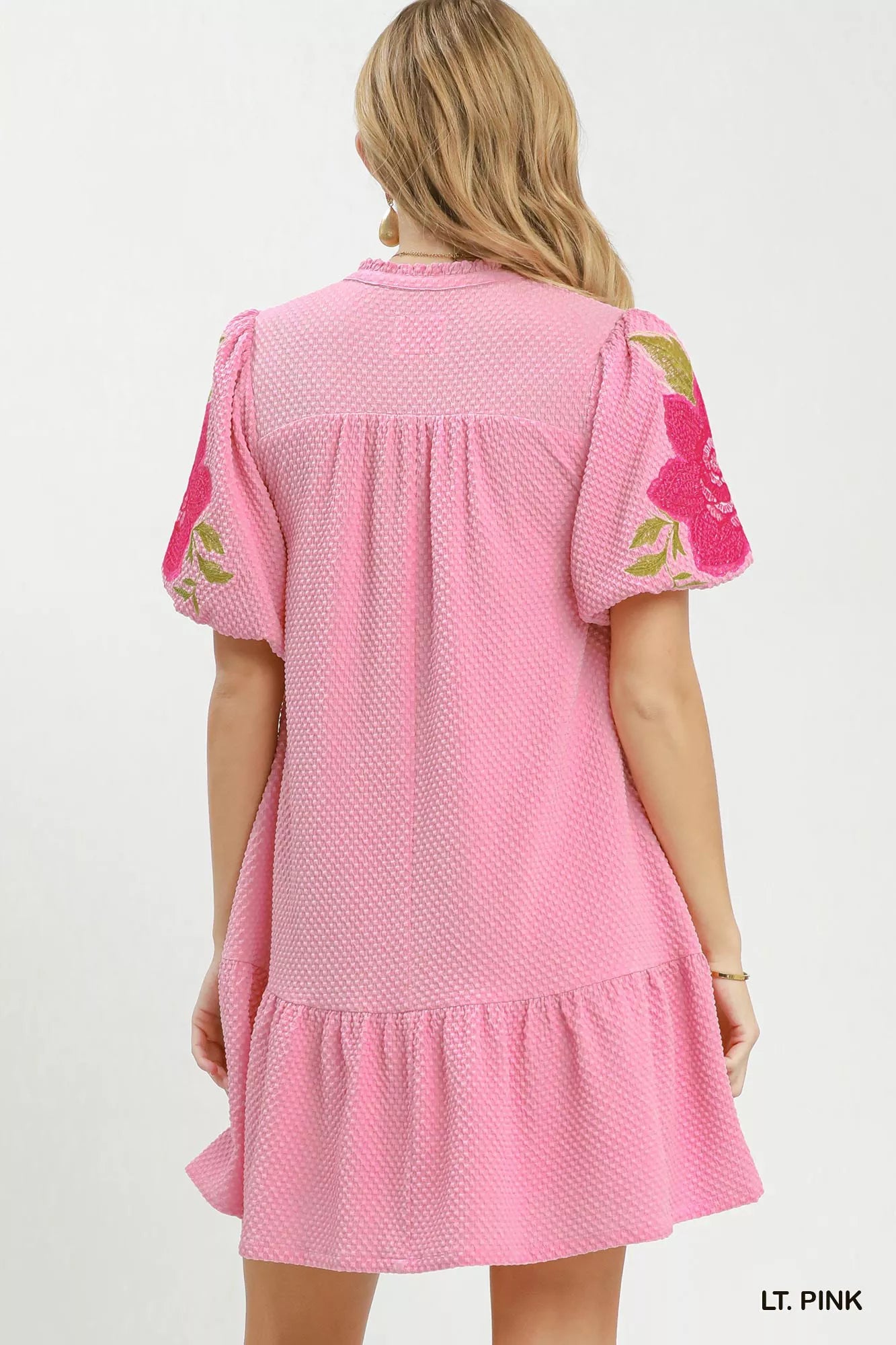umgee floral embroidered Umgee Floral Embroidered Textured Jacquard Dress view 3 (dress) - shop at us.meeeshop