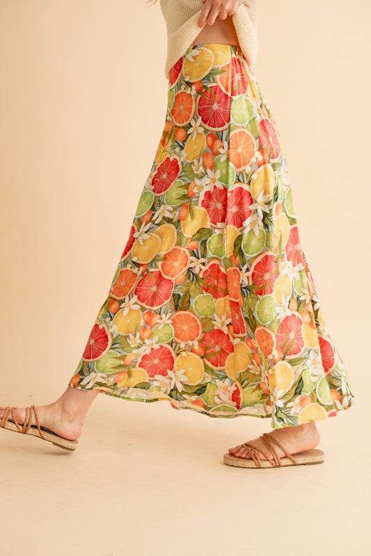 Aemi + Co Fruit Print Maxi Skirt - us.meeeshop