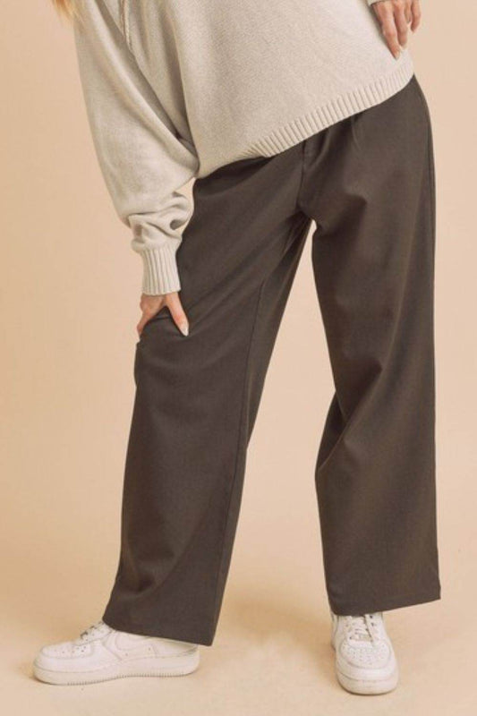 Aemi + Co High Waist Wide Leg Pants with Side Pockets - us.meeeshop