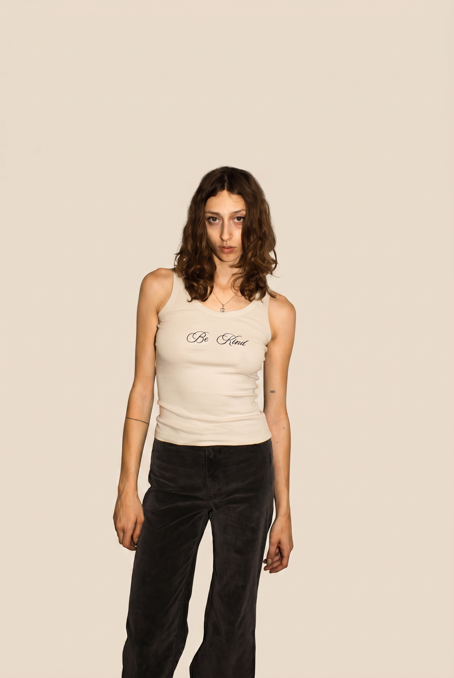 Be Kind Embroidery Tank in M view 3 (top)