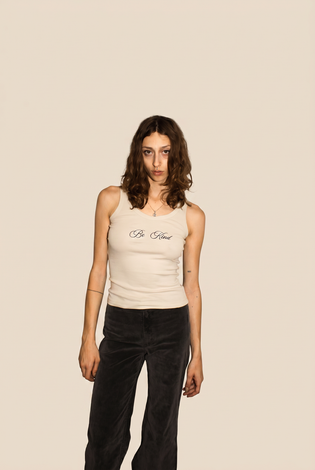 Be Kind Embroidery Tank M view 3 (top) - embroidery tank, kind embroidery tank - shop at us.meeeshop
