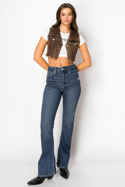 Beatrice Eco Zero Cotton High Rise Phone Pocket Bootcut Jeans in M view 2 - High-Waisted (bottom)