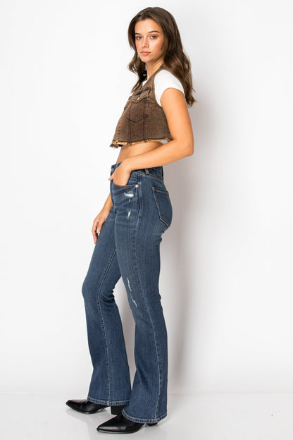 Beatrice Eco Zero Cotton High Rise Phone Pocket Bootcut Jeans in L view 3 - High-Waisted (bottom)