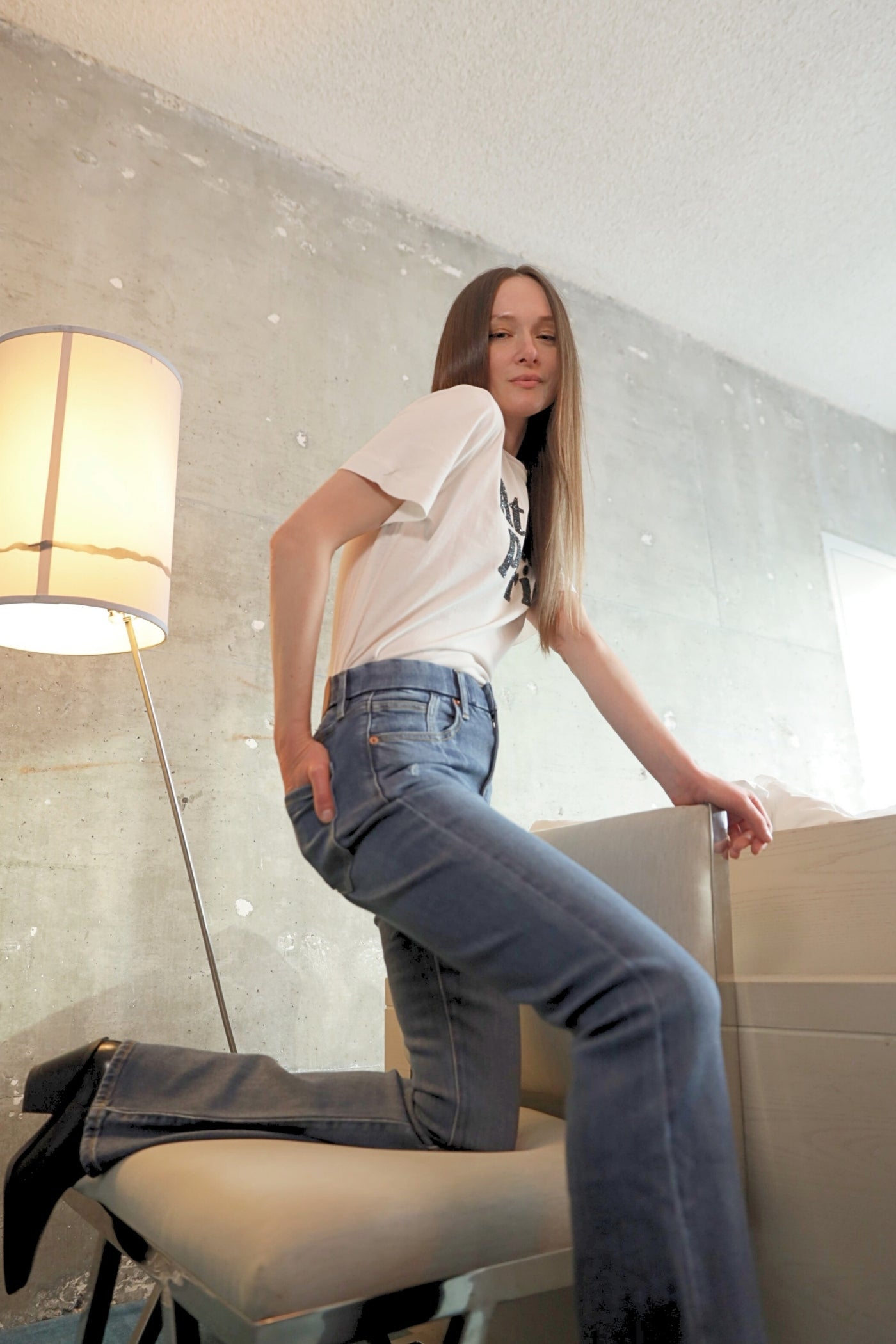Beatrice Eco Zero Cotton High Rise Phone Pocket Bootcut Jeans view 6 - High-Waisted (bottom)