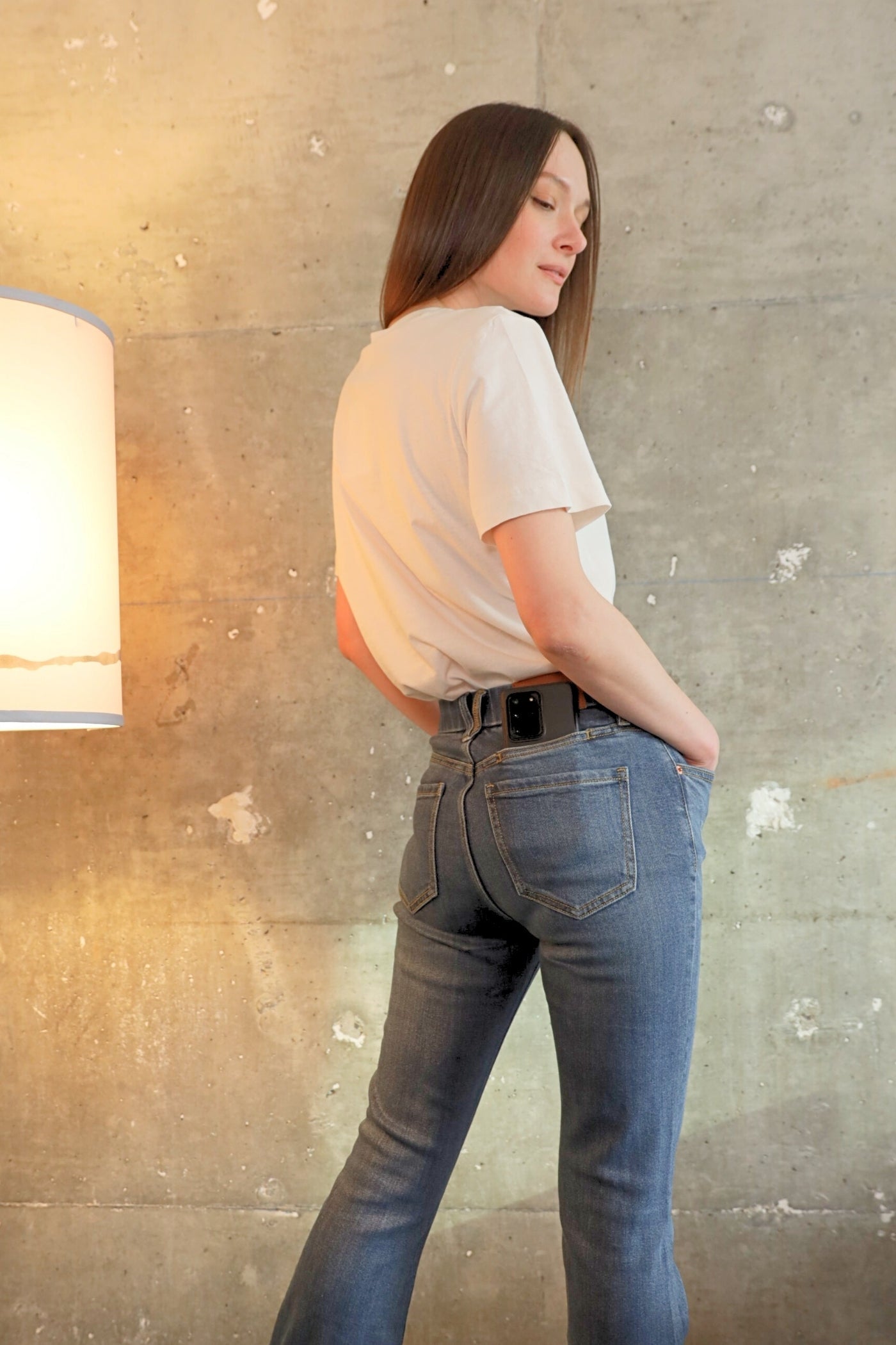 Beatrice Eco Zero Cotton High Rise Phone Pocket Bootcut Jeans view 7 - High-Waisted (bottom)