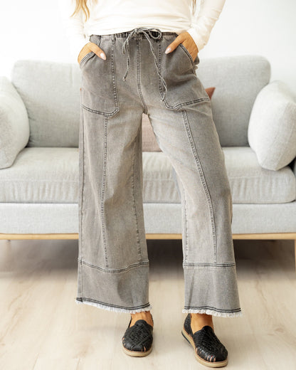Beau Wide Leg Jeans - Gray Wash in Gray view 2 (bottom)