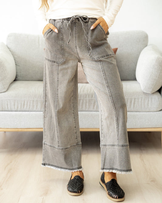 Beau Wide Leg Jeans - Gray Wash in Gray view 2 (bottom)