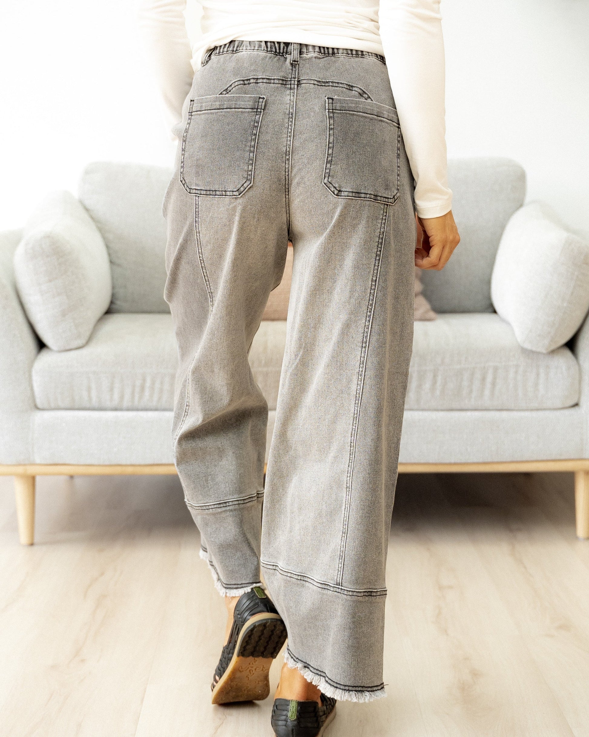 Beau Wide Leg Jeans - Gray Wash in Gray view 5 (bottom)