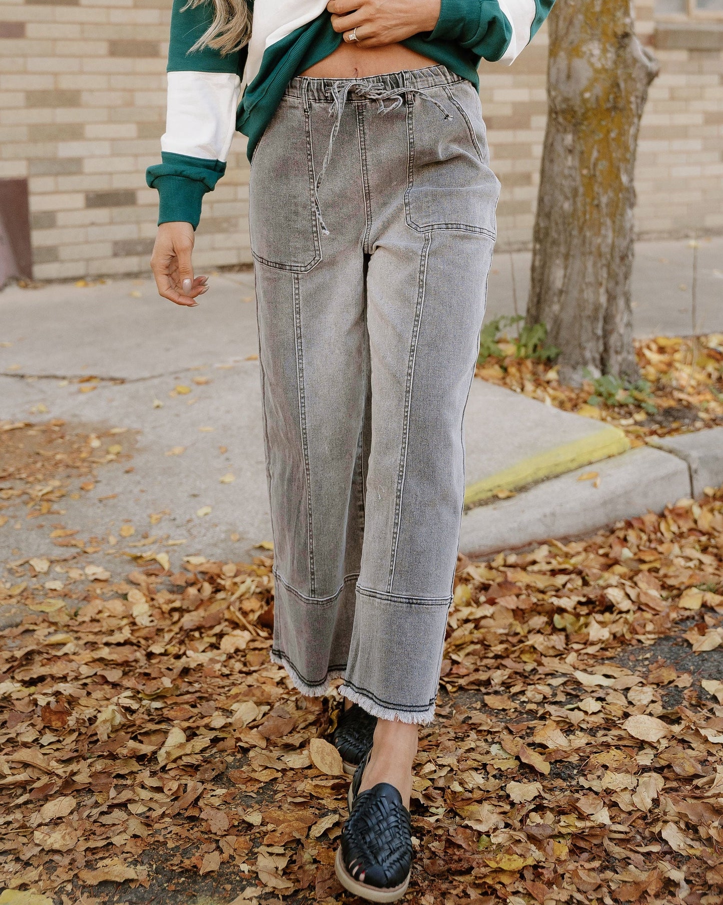 Beau Wide Leg Jeans - Gray Wash in Gray view 6 (bottom)