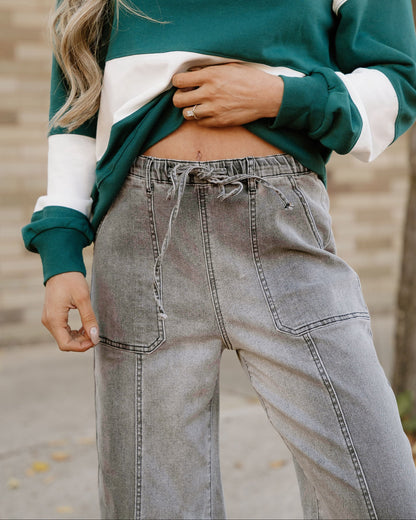 Beau Wide Leg Jeans - Gray Wash in Gray view 7 (bottom)