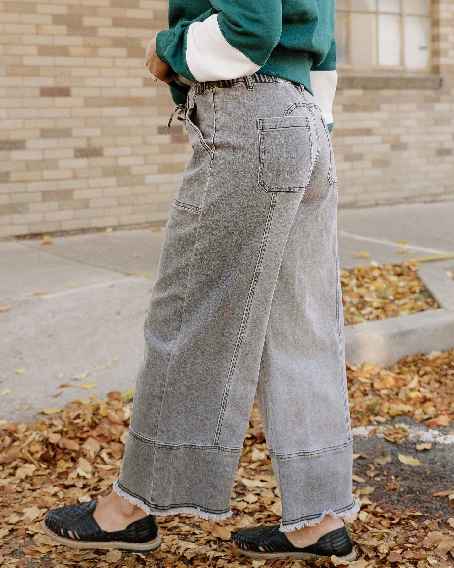 Beau Wide Leg Jeans - Gray Wash in Gray view 8 (bottom)