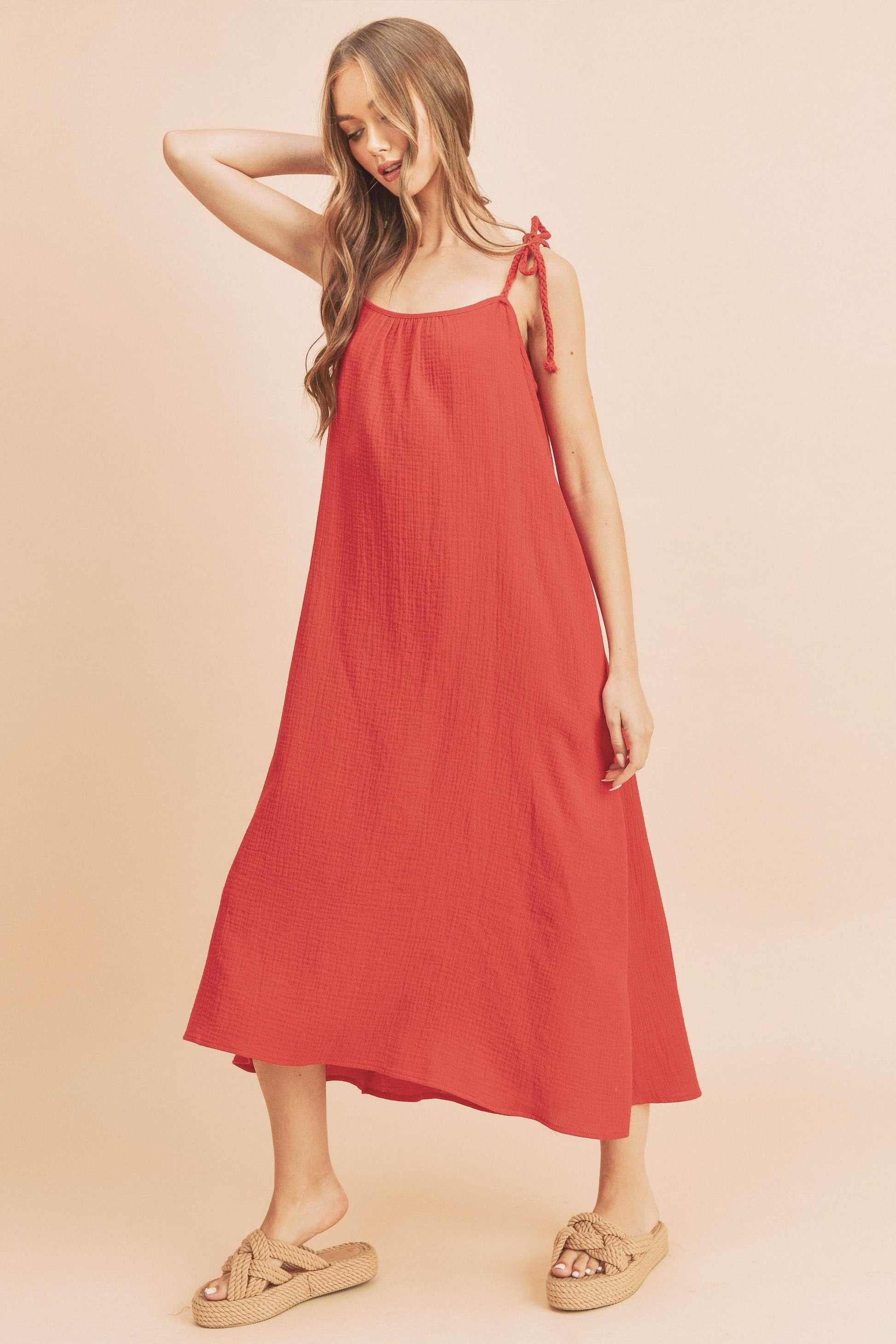 Aemi+Co Midi Cami Dress with Pockets - us.meeeshop