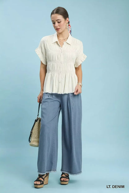 umgee stone washed Umgee Stone Washed Wide Leg Pants view 3 (bottom) - shop at us.meeeshop