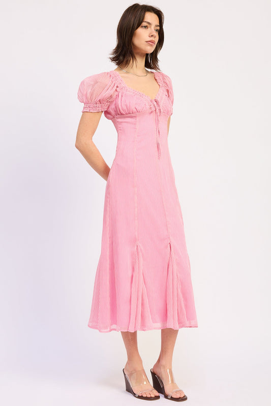 Bellis Midi Dress in Pink view 2 - Belisario Midi Dress Midnight Blue