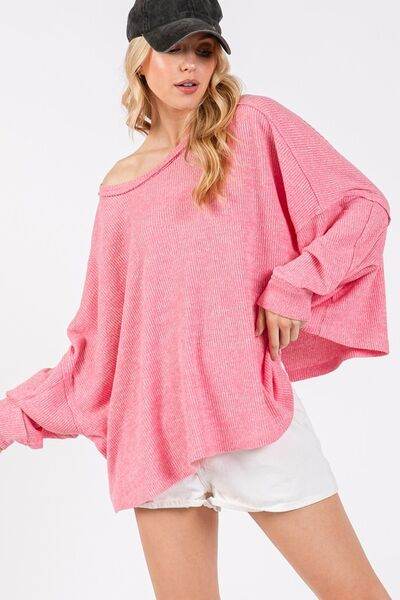 SAGE + FIG Round Neck Batwing Sleeve Oversize Top - us.meeeshop