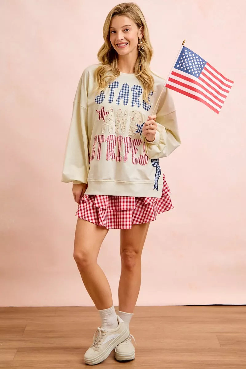 Bibi 4th of July Stars and Stripes Patches Sweatshirt view 12 (top)