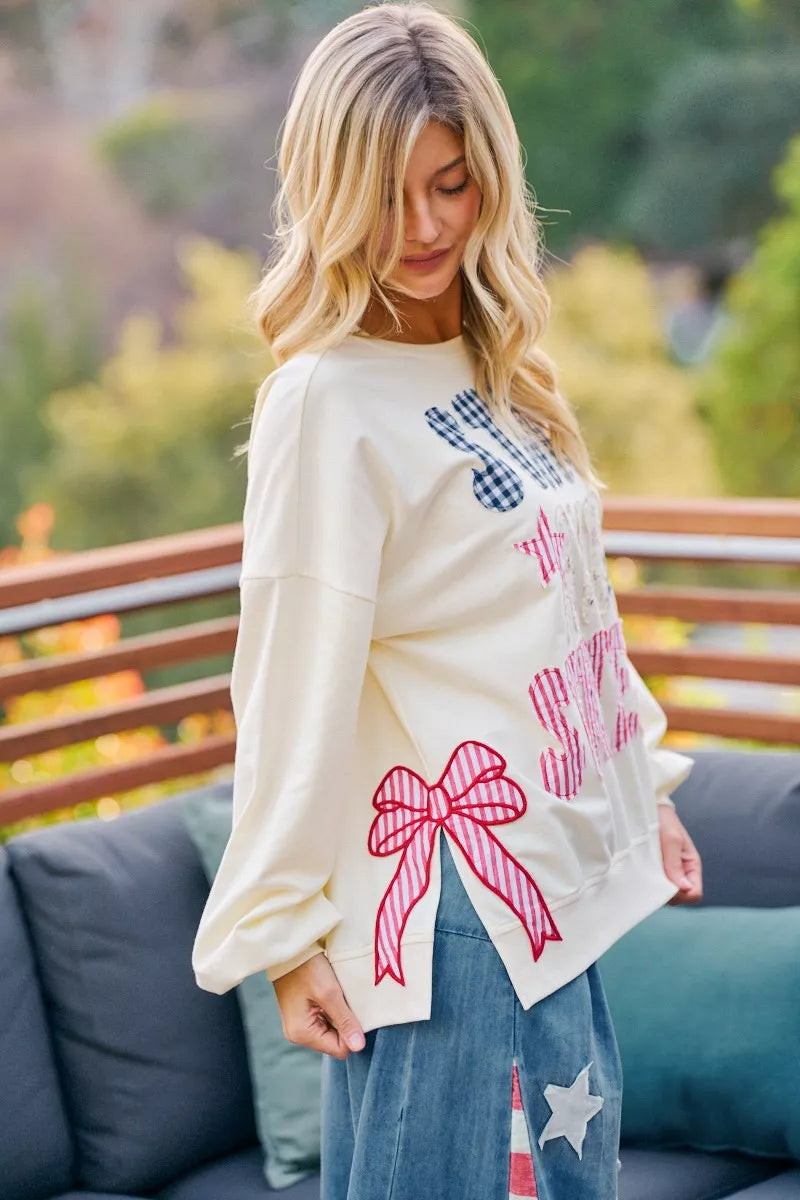 Bibi 4th of July Stars and Stripes Patches Sweatshirt view 13 (top)