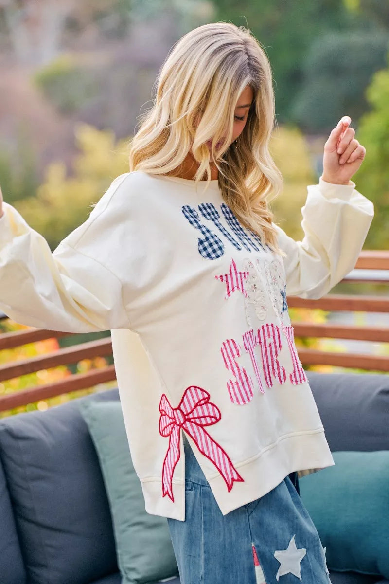Bibi 4th of July Stars and Stripes Patches Sweatshirt view 15 (top)