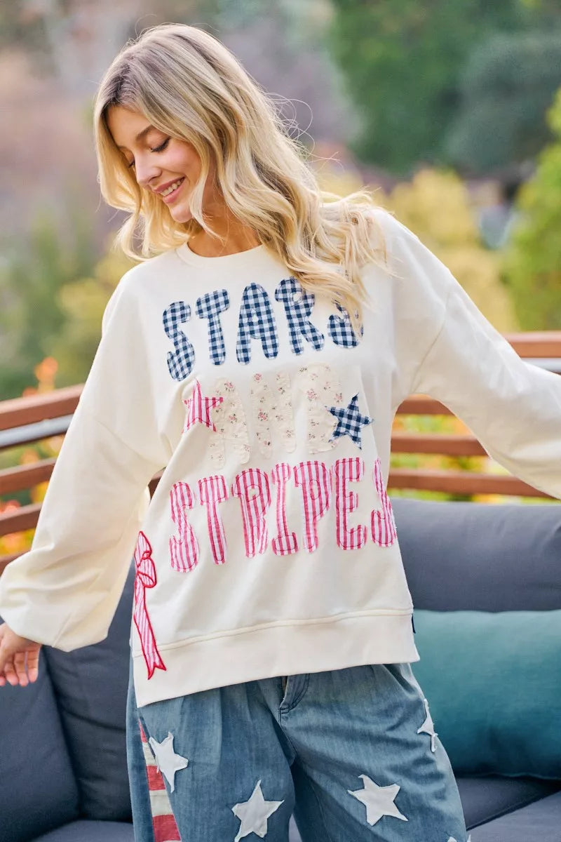 Bibi 4th of July Stars and Stripes Patches Sweatshirt view 16 (top)
