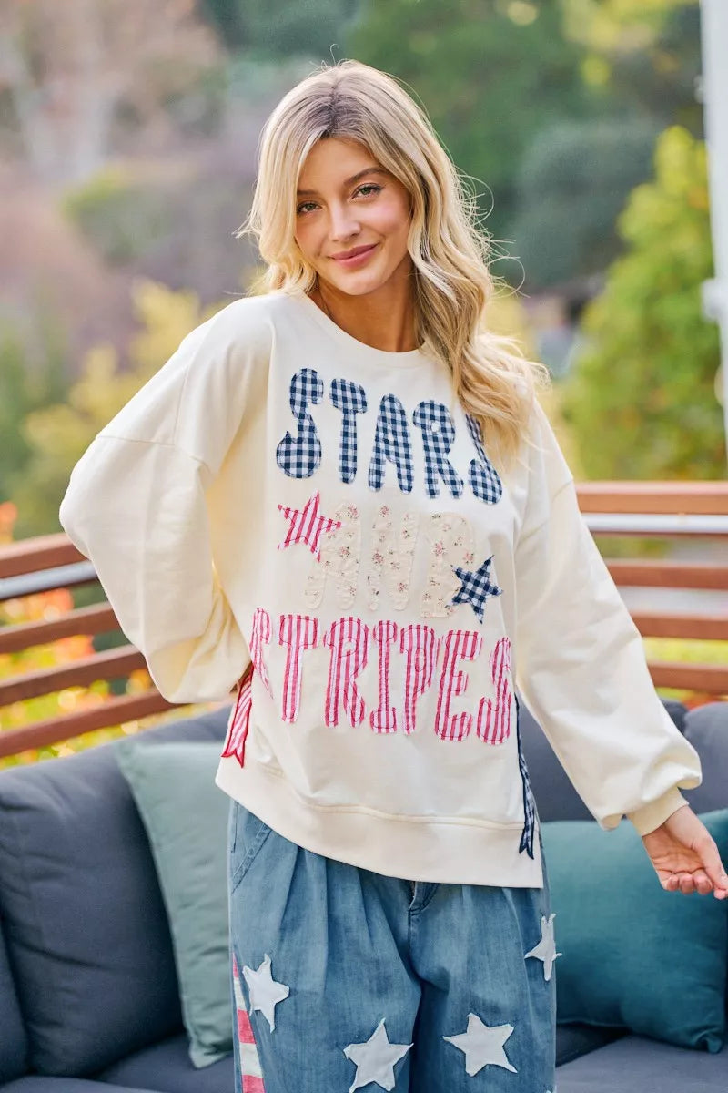 Bibi 4th of July Stars and Stripes Patches Sweatshirt view 17 (top)