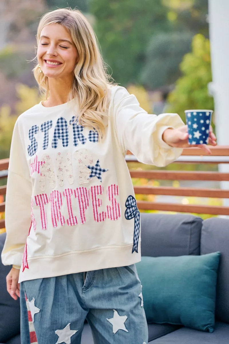 Bibi 4th of July Stars and Stripes Patches Sweatshirt view 19 (top)