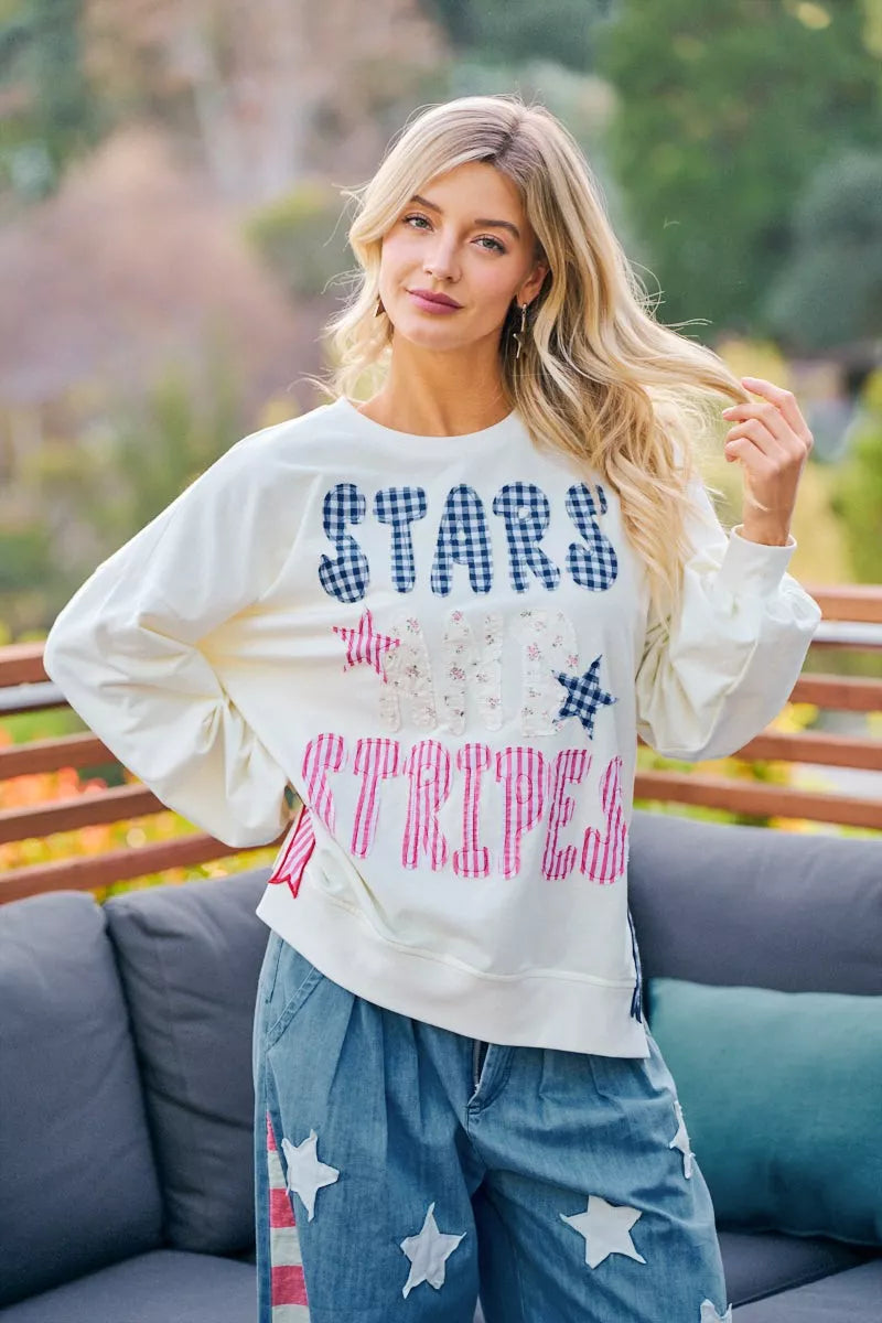 Bibi 4th of July Stars and Stripes Patches Sweatshirt view 27 (top)