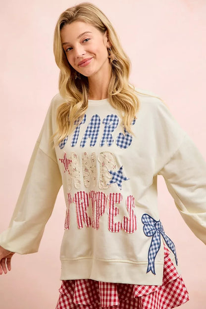 Bibi 4th of July Stars and Stripes Patches Sweatshirt view 8 (top)