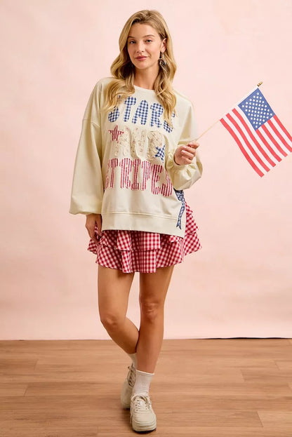 Bibi 4th of July Stars and Stripes Patches Sweatshirt view 9 (top)