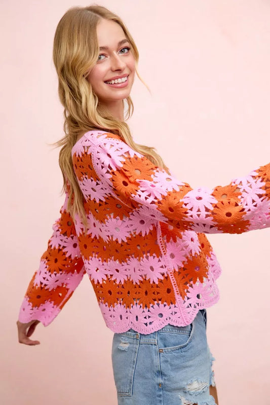bibi flower crochet Bibi Flower Crochet Knit Top view 2 (top) - shop at us.meeeshop