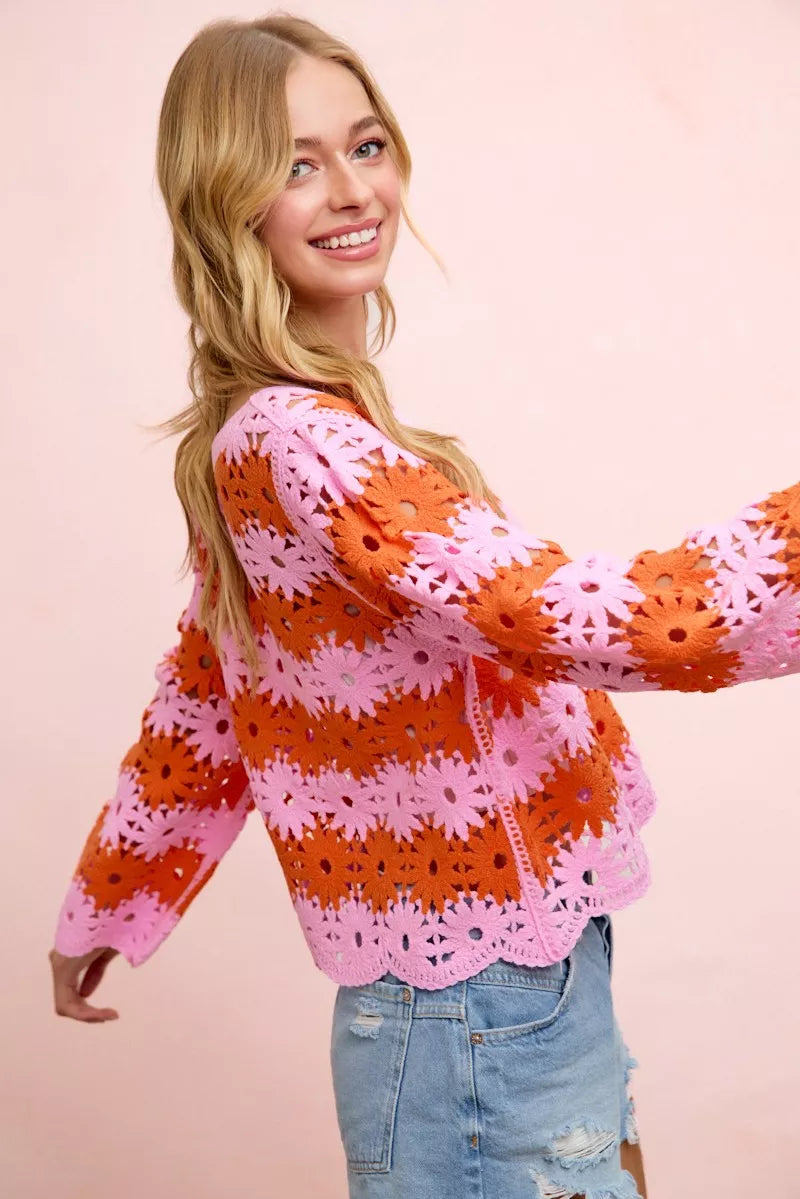 bibi flower crochet Bibi Flower Crochet Knit Top view 2 (top) - shop at us.meeeshop