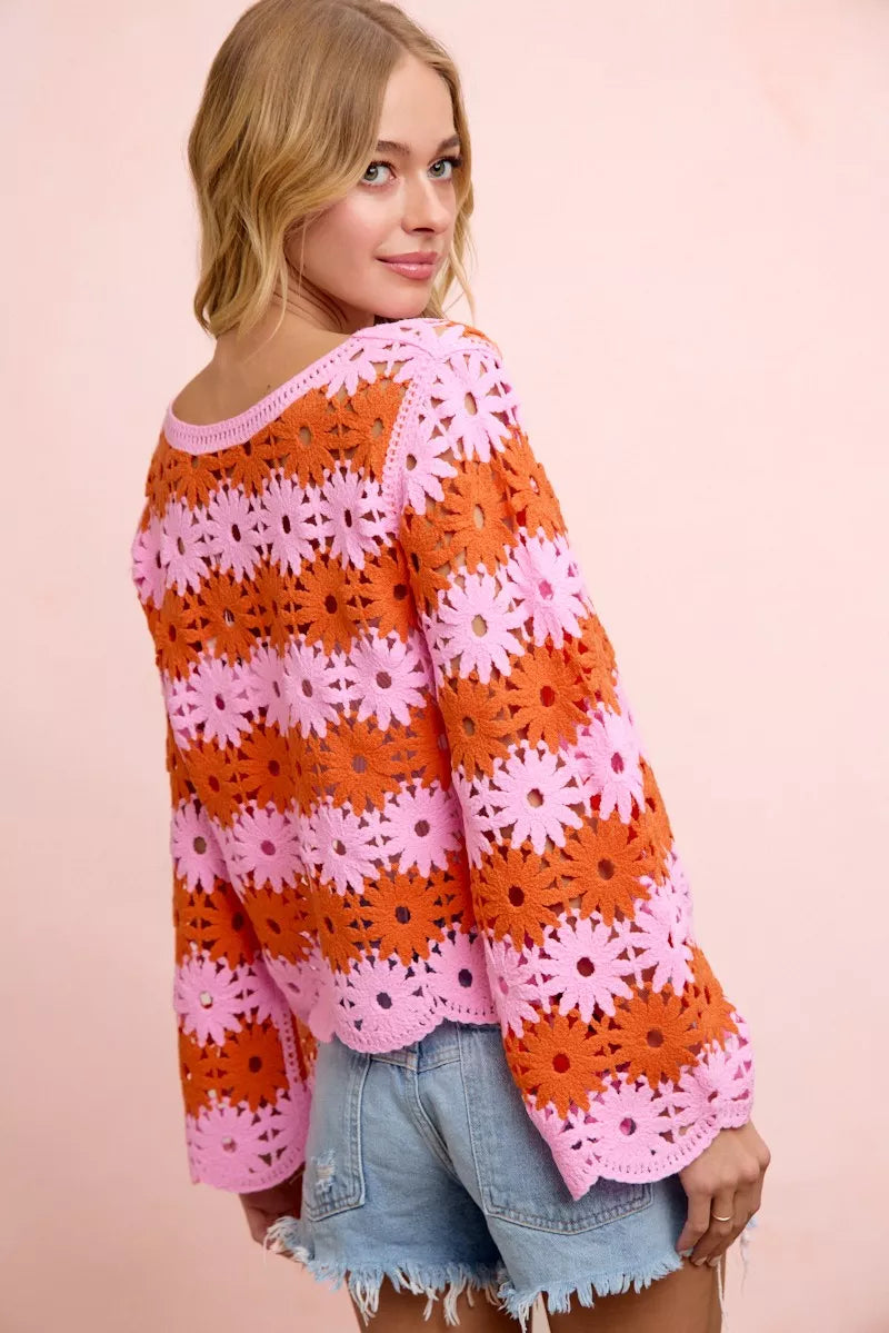 bibi flower crochet Bibi Flower Crochet Knit Top view 3 (top) - shop at us.meeeshop
