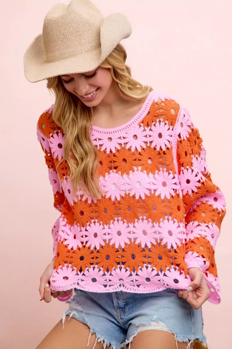 bibi flower crochet Bibi Flower Crochet Knit Top view 8 (top) - shop at us.meeeshop