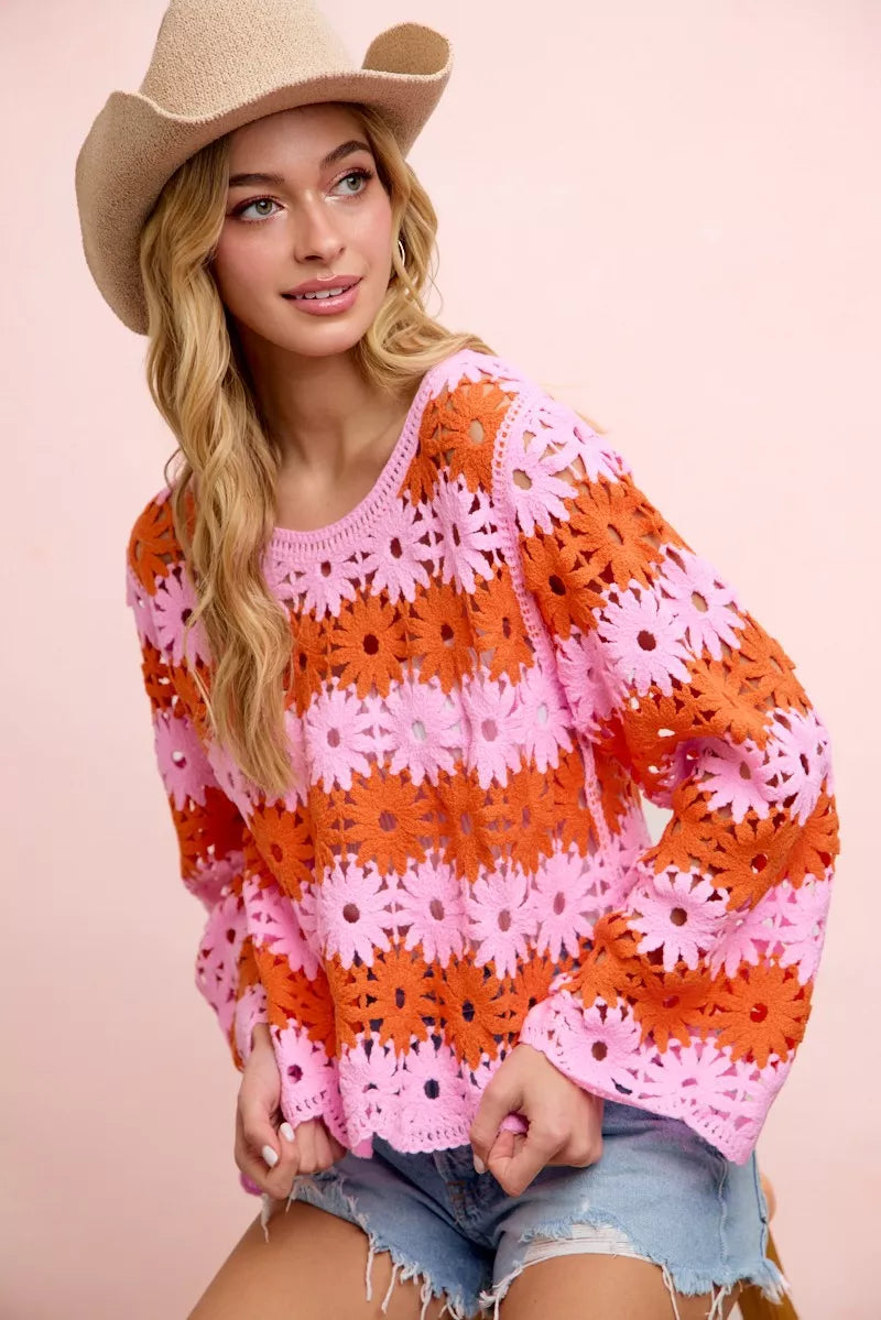 bibi flower crochet Bibi Flower Crochet Knit Top view 9 (top) - shop at us.meeeshop