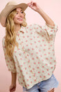 Bibi Flower Printed Short Dolman Blouse Top