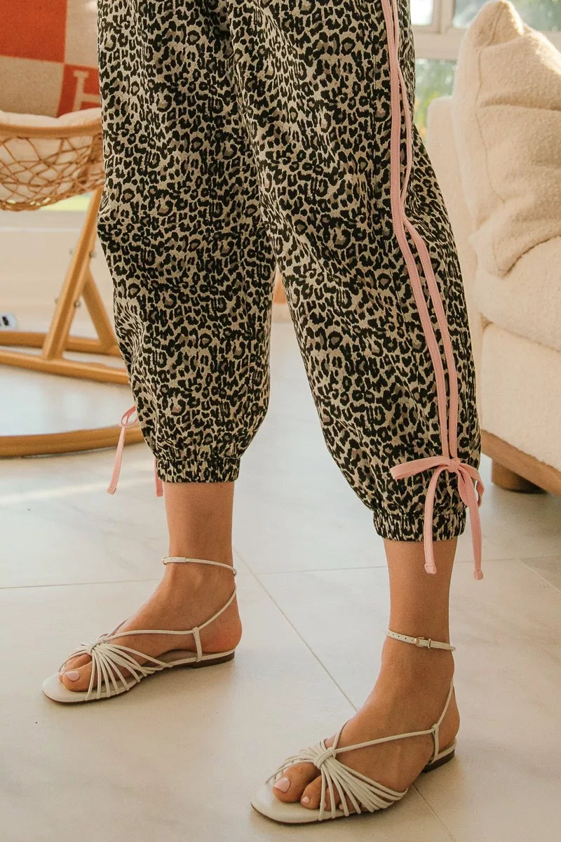 Bibi Leopard Prtins with Side Line Details Drawstrings view 7 (bottom)