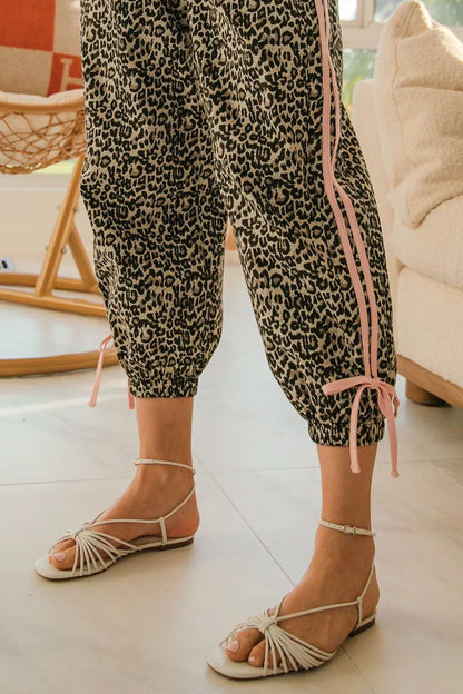 Bibi Leopard Prtins with Side Line Details Drawstrings view 7 (bottom)
