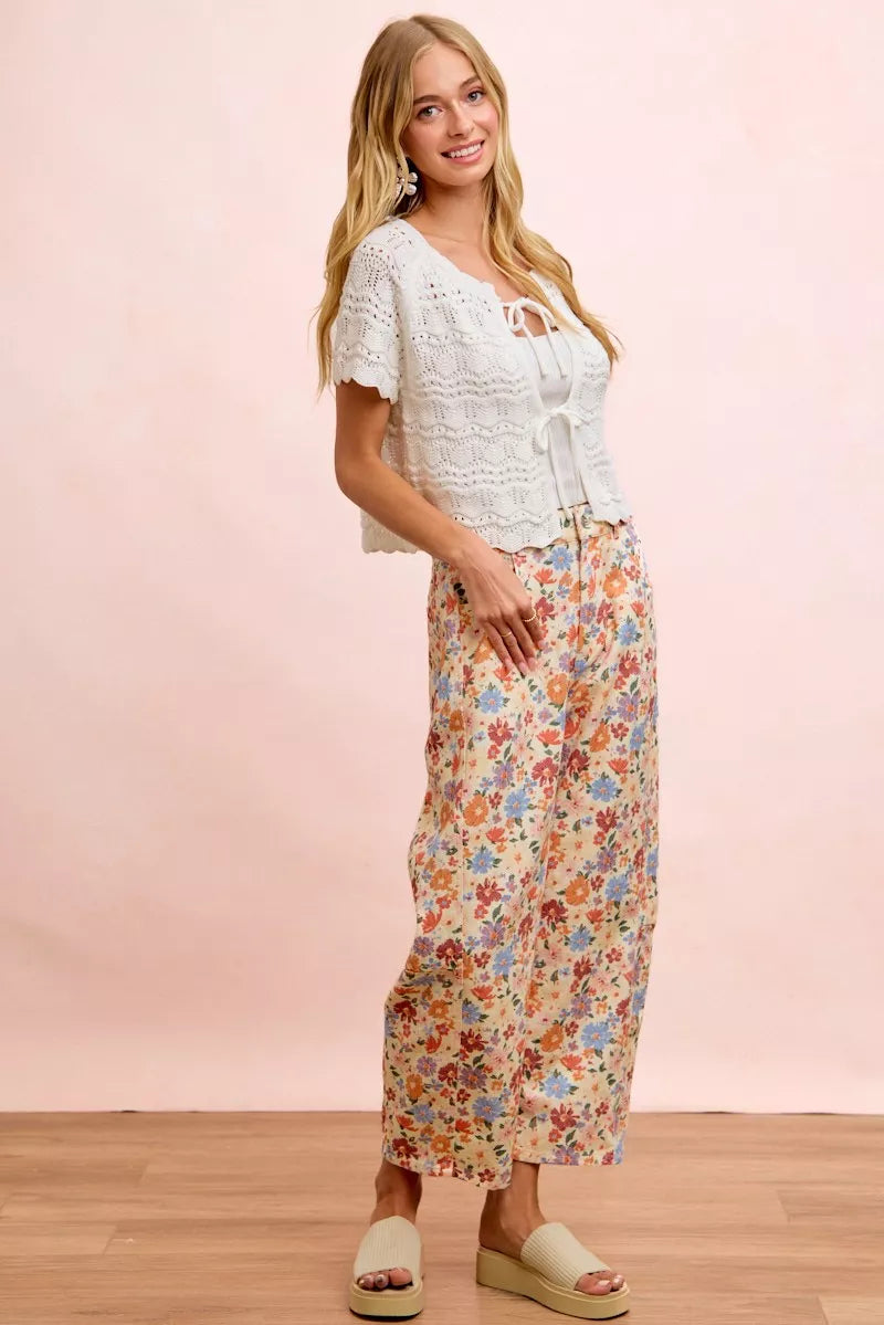 Bibi Washed Floral Printed Twill Barrel Pants view 11 (bottom) - barrel pants, twill barrel pants - shop at us.meeeshop
