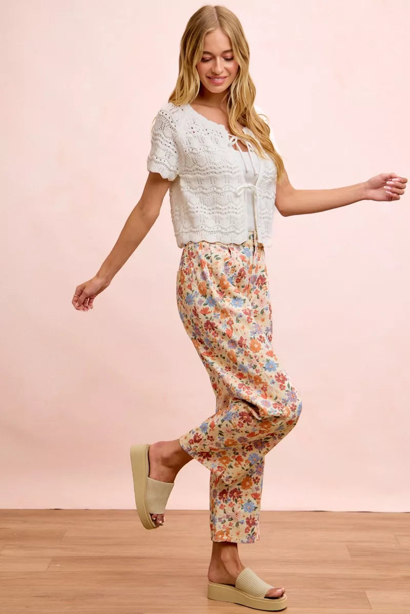 Bibi Washed Floral Printed Twill Barrel Pants view 16 (bottom) - barrel pants, twill barrel pants - shop at us.meeeshop